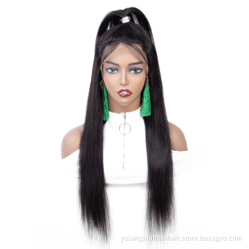 Straight Indian Human Hair Transparent 13X4 13X6 Swiss Lace Frontal Wigs Ear To Ear Frontal Lace Indian Hair Wig For Black Women